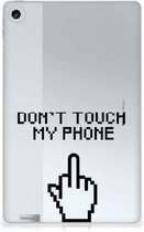 Tablet Hoes Lenovo Tab M10 Plus (3e generatie) Leuk Back Cover Quotes Finger Don't Touch My Phone met transparant zijkanten