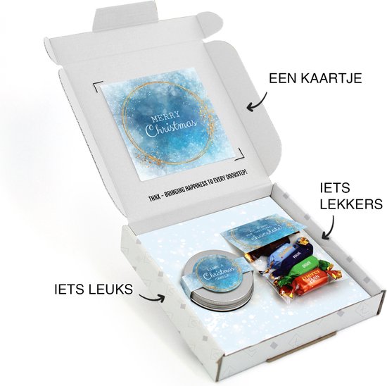 THNX 3-in-1 combinatie cadeau THNX - Kerstcadeau - Geurkaars - Merci Petits Chocolade - Brievenbusdoos - Fijne Feestdagen - Kerst - cadeau - kerstpakket
