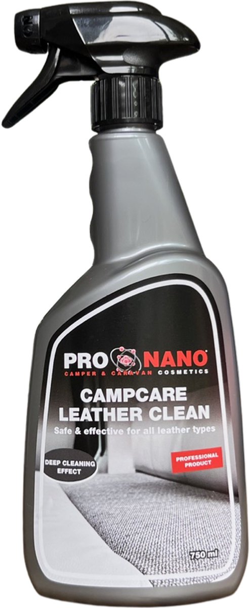 ProNano | CampCare Camper- & Caravan reinigers | Leather Clean 750ml | Nano Technologie | is een innovatief product samengesteld uit ingrediënten op waterbasis | Leer is een natuurproduct dat reiniging en bescherming nodig heeft |