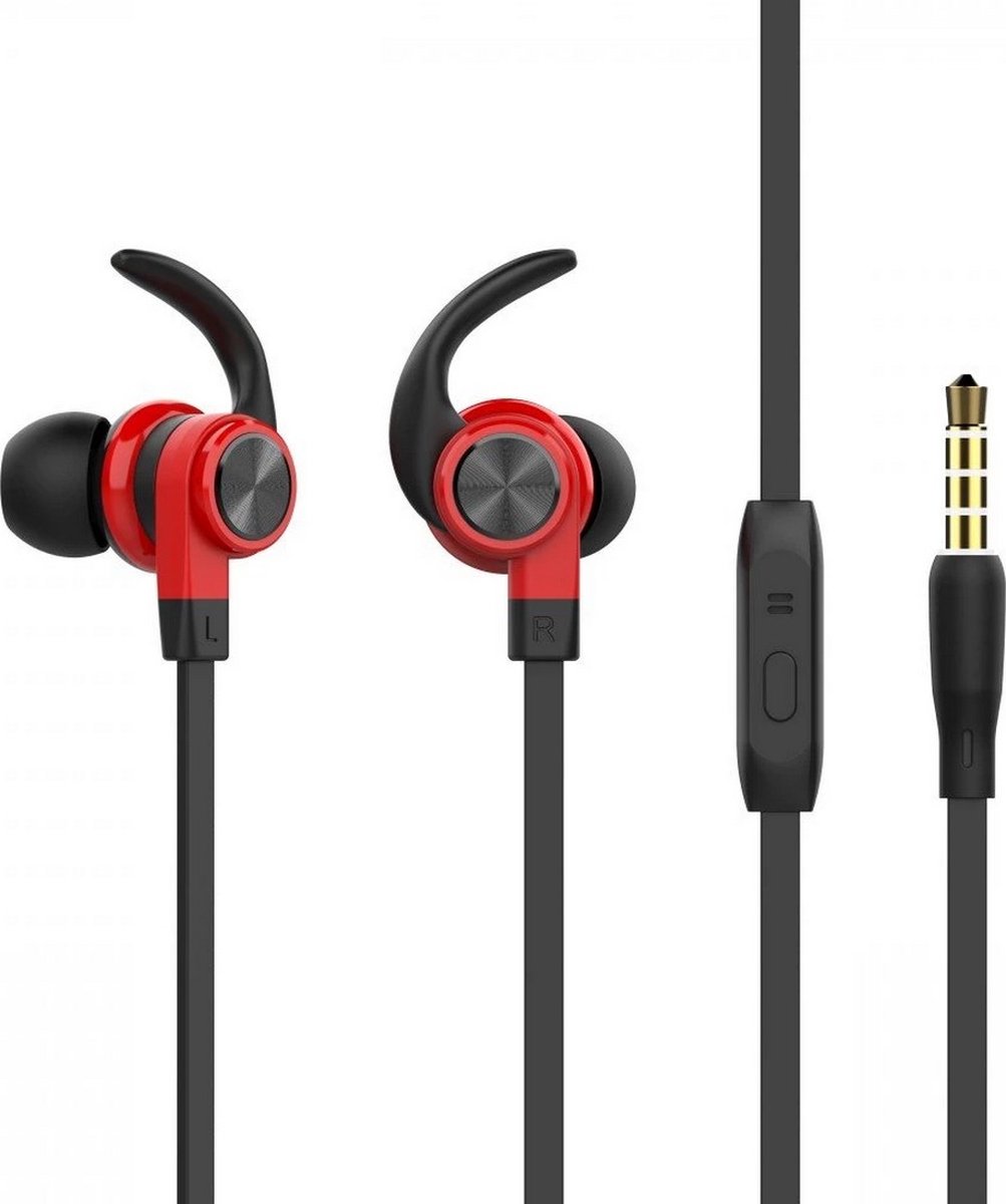 Fontastic 253546 In-Ear Headset - Oordopjes met microfoon - 3.5 mm jack - Zwart/Rood