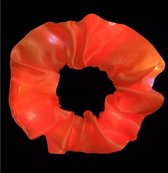 LED scrunchie oranje – lichtgevend - haarband - halloween haarband Haarelastiek-halloween - neon oranje - neon haar elastiek - haar elastiek oranje - Haaraccessoires - crunch elastiek - oranje - foute feest - halloween feest