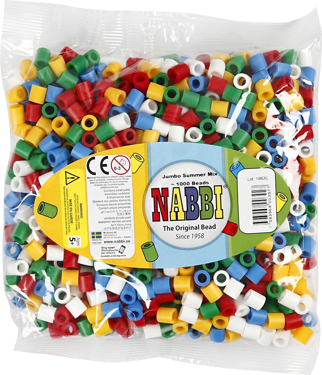 Creativ Company Strijkkralen, afm 10x10 mm, Standard-Farben, jumbo, 1000 assorti