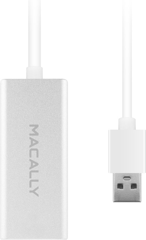 Macally Adattatore USB 3.0 A Ethernet Gigabit - Porta RJ45 In Alluminio, Compatibile Mac E Windows, LED Di Attività