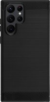 BMAX Carbon soft case hoesje geschikt voor Samsung Galaxy S22 Ultra - Telefoonaccessoires - Telefoonhoesjes - Telefonie & Accessoires - Soft cover - Telefoonhoesje - Beschermhoesje - Telefoonbescherming - Zwart