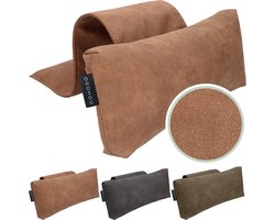 Cohoso® Handgemaakte Ergonomische Rugkussens onderrug - Rugsteun - Lendensteun - Lendekussen - Sta op stoel - Kussen relaxstoel - Bureaustoel - Lendesteun - lendenkussen - XL - auto - Fauteuil – Orthopedisch - Rugklachten - Thuiswerken - Cognac