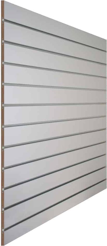 10 morceaux! Slatwall / Louver wall Complet avec profilés coulissants en aluminium Wit Brillant Interligne de 10 cm.