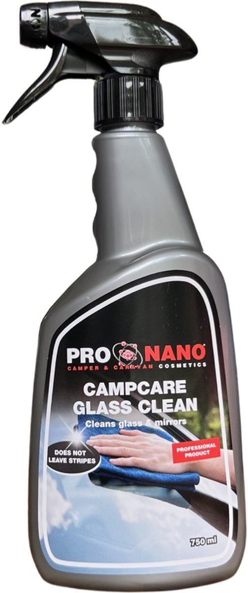 ProNano | CampCare Camper- & Caravan reinigers | Glass Clean 750ml | Nano Technologie | is een product speciaal ontwikkeld voor het reinigen van glas en spiegels in en rond uw camper of caravan |