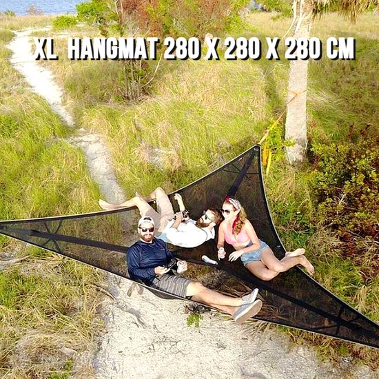 Allernieuwste Driehoek Luxe Hangmat Groot XL Persoons Camping Zwart 280... | bol.com