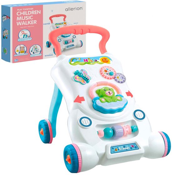 Allerion® - Allerion Baby Loopwagen - Met Muziek en Verlichting – Loopauto Baby – Voor Jongens en Meisjes – Oranje met Wit