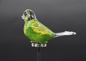 Tuinsteker vogel glas 50 cm hoog tuindecoratie - oceaan groene vogel tuinsteker