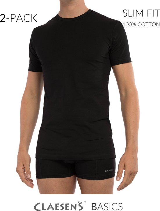 Claesen's® - Heren T Shirt KM Zwart 2 pack - Zwart - 100% Katoen