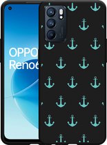 Oppo Reno6 5G Hoesje Zwart Ankers II - Designed by Cazy