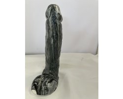 Handbeschilderde Piemelkunst van Keramiek Gips – Uniek Kunstobject – 18,5 cm – Cadeau & Decoratie - zwart/wit