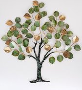 Muurdecoratie levensboom groen- metaal - 80x87 cm wandecoratie -decoratief wonen natuur