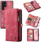 CaseMe - Telefoonhoesje geschikt voor Samsung Galaxy S22 5G - 2 in 1 Book Case en Back Cover - Rood