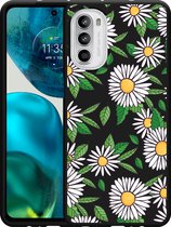 Cazy Hoesje Zwart geschikt voor Motorola Moto G52 - Madeliefjes