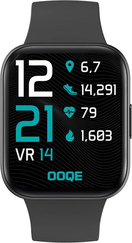 OOQE WATCH PRO 6 - Smartwatch Heren en Dames | Geschikt voor iOS en Android | Full HD | Notificaties | Gezondheidsanalyse | Sportanalyse | GPS koppeling | Music & Call Control | Spelletjes | Ergonomisch | Nederlandstalig | Zwart