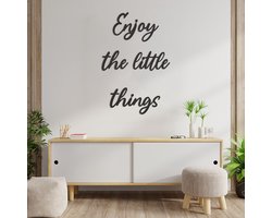 Wanddecoratie - Enjoy The Little Things - Hout - Wall Art - Muurdecoratie - Zwart