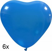 Hartjes ballonnen blauw, 6 stuks, 25cm