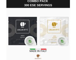 Lollo Caffè Nero + Oro Combo Pack - ESE Koffiepads - 2 x 150 stuks - Napolitaanse gebrande koffie - E.S.E. Servings - Voor italiaanse koffieliefhebbers