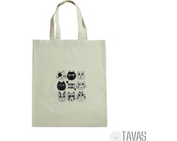 Tavas Katoenen meow tasje Draagtas Naturel 38x42 cm Tote Bag Tas Shopper Boodschappentas Schoudertas