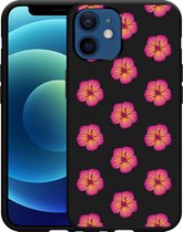 iPhone 12/12 Pro Hoesje Zwart Hawaiiaanse Bloemen II - Designed by Cazy
