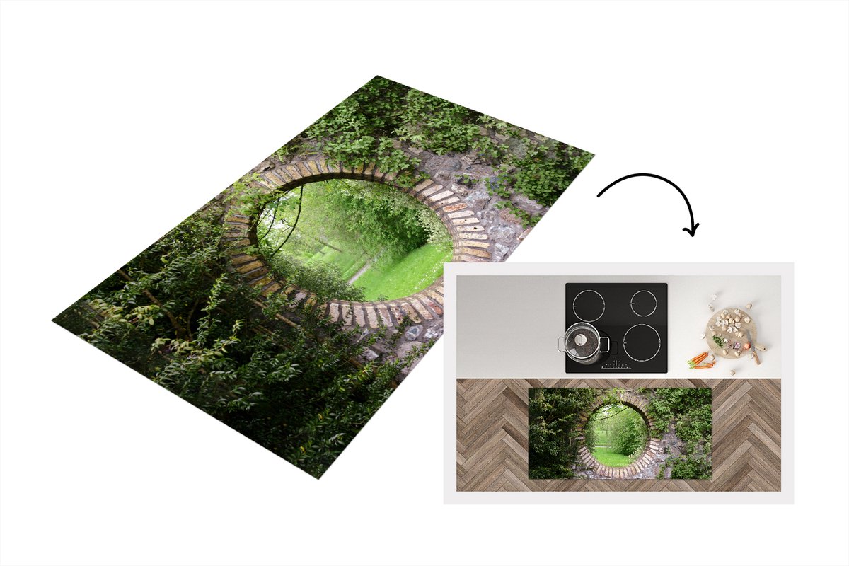 KitchenYeah Keukenloper - Loper keuken - Park - Doorkijk - Natuur - 120x60 cm - Keukenloper vinyl Multicolor