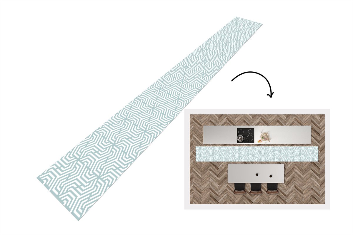 KitchenYeah Keukenloper - Keukenmat - Patronen - Abstract - Driehoek - Geometrie - 400x50 cm - Keuken vloerkleed Multicolor