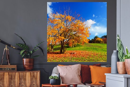 Muurstickers - Sticker Folie - Boom - Bladeren - Herfst - Seizoenen - 120x120 cm - Plakfolie - Muurstickers Kinderkamer - Zelfklevend Behang XXL - Zelfklevend behangpapier - Stickerfolie