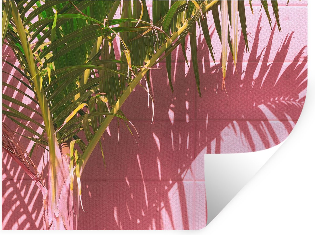 Muurstickers - Sticker Folie - Plant - Zomer - Tropisch - Roze - 120x90 cm - Plakfolie - M