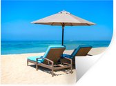 Stickers muraux - Chaise de plage - Parasol - Été - Mer - 160x120 cm - Film adhésif XXL
