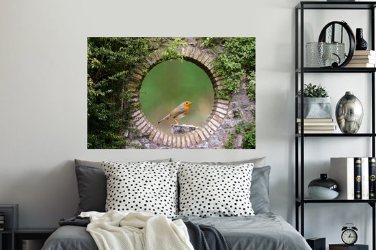 Stickers muraux - Film autocollant - Vogel - Transparent - Rouge-gorge - 120x80 cm - Film adhésif - Stickers muraux Chambre d'enfant - Papier peint autocollant