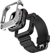 Rugged Armor Iron Case Zilver met TPU band geschikt voor Apple Watch 45mm
