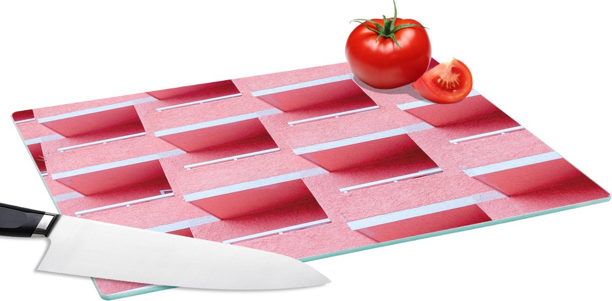 Glazen Snijplank - 39x28 - Roze - Balkon - Zomer - Architectuur - Snijplanken Glas