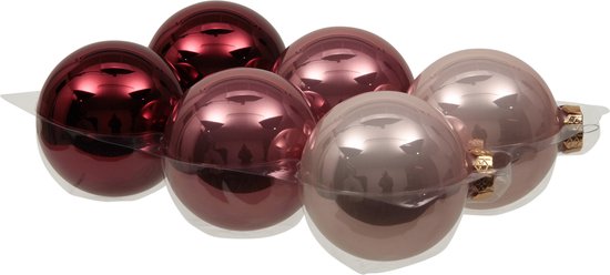 Othmar Decorations kerstballen - 6x - roze tinten - 8 cm - glas