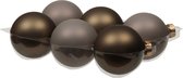 Othmara Kerstballen - 6 stuks - glas - eucalyptus grijs/bruin - 8 cm
