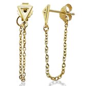JWLS4U JE023G Boucles d'oreilles pendantes d'Oreilles Triangle avec Chaîne argentée couleur or.