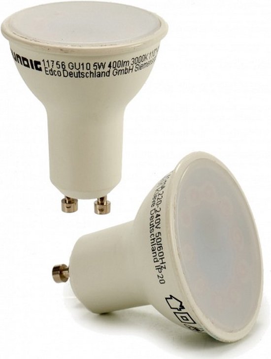 GY Ledlampen, GU10, klasse A, 2,9 W, komt overeen met 50 W, 520 lm, 4000 K, neutraal wit, stralingshoek 100 graden, GU10-lamp, energie-efficiëntie, niet dimbaar, 10 stuks