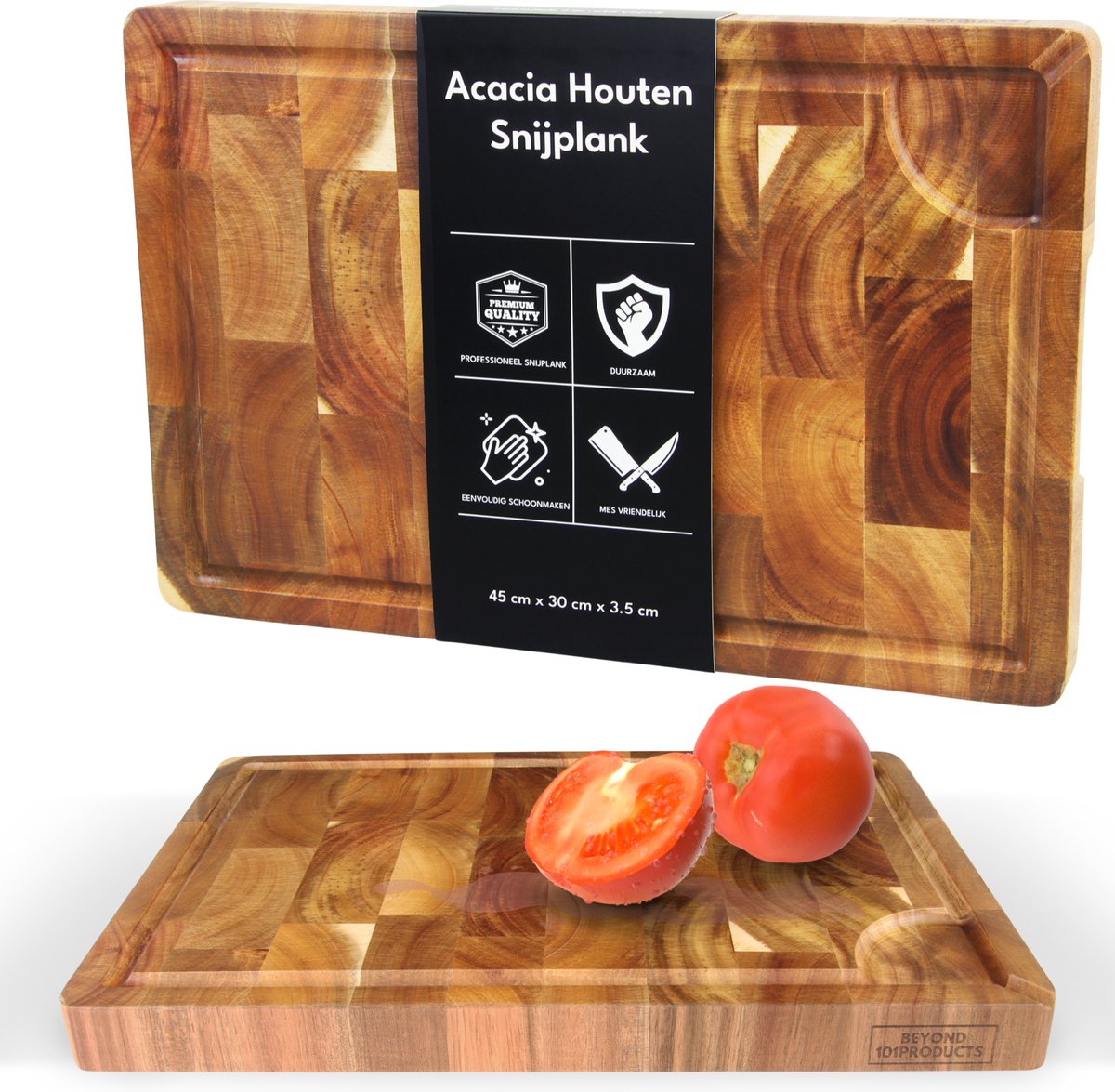 101Products Acacia houten met handvatten - Extra groot 45x30x(H)3.5cm -... | bol.com