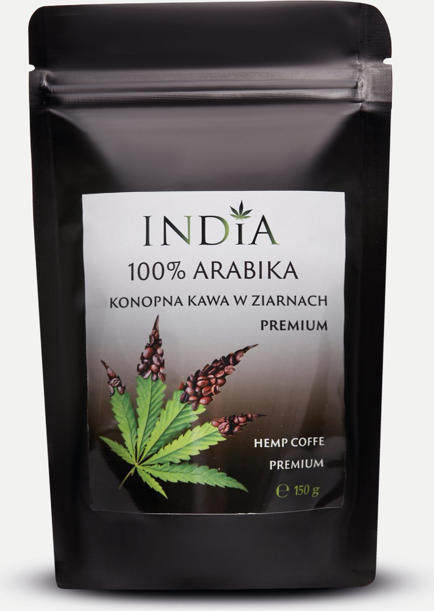India Cosmetics Natuurlijke hennepkoffie 100% ARABIKA - PREMIUM Hemp Coffee, 150g
