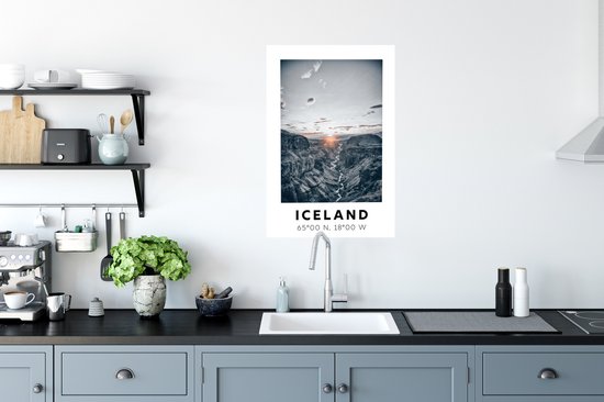 Affiche Islande - Montagnes - Coucher de soleil - 60x90 cm