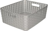Set van 5x stuks opbergboxen/opbergmandjes rotan zilver kunststof met inhoud 12 en 18 liter