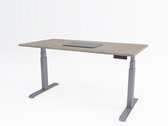 Tri-bureau Premium | Bureau assis-debout électrique | Base en aluminium | Plateau en chêne Delano | 140 x 80 cm