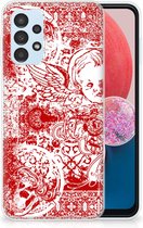 GSM Hoesje Geschikt voor Samsung Galaxy A13 4G Back Case TPU Siliconen Hoesje Angel Skull Red