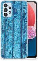 Backcase Siliconen Hoesje Geschikt voor Samsung Galaxy A13 4G Telefoonhoesje Wood Blue