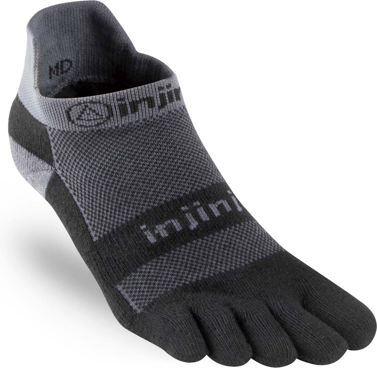 Injinji Teensokken Run Midweight No Show Coolmax Unisex IS203110 black-gray XL=47,5-50