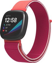 SmartphoneClip® Bandje Nylon Roze geschikt voor Fitbit Versa 3 en Fitbit Sense