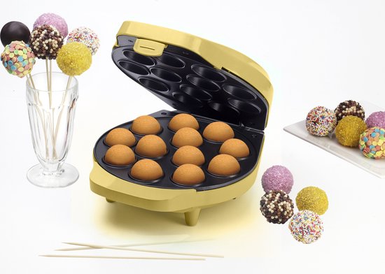 Bestron Cake pop maker - DCPM12V - 700W - 12 cake pops - Incl. 12 stokjes & vorkjes - Geel - 5 jaar garantie van Bestron — afbeelding 3