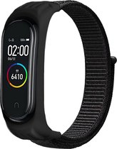 Nylon Smartwatch bandje - Geschikt voor  Xiaomi Mi Band 5 nylon bandje - zwart - Horlogeband / Polsband / Armband