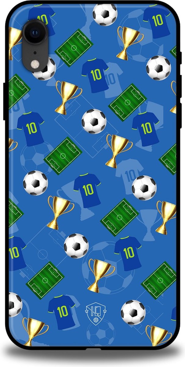 Voetbal hoesje icons - Apple iPhone XR - backcover - softcase - blauw